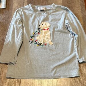 Gray Long Sleeve Kids Tee with Dog Design